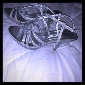 Silver strap heels